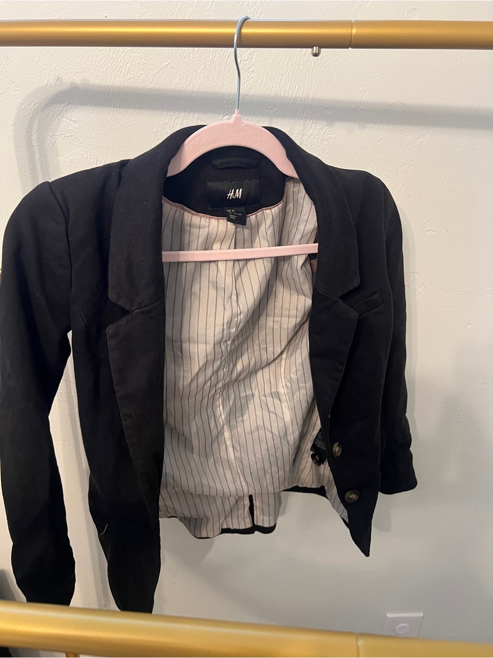H&M Black Women's Blazer with Striped Lining